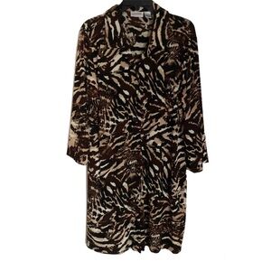 Chico’s TRAVELERS ANIMAL PRINT BUTTON DOWN DRESS SIZE 3 = XL 16
